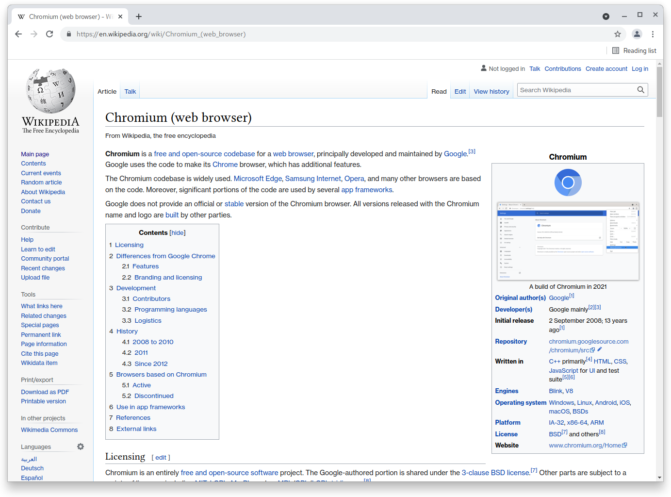 Chromium browser update