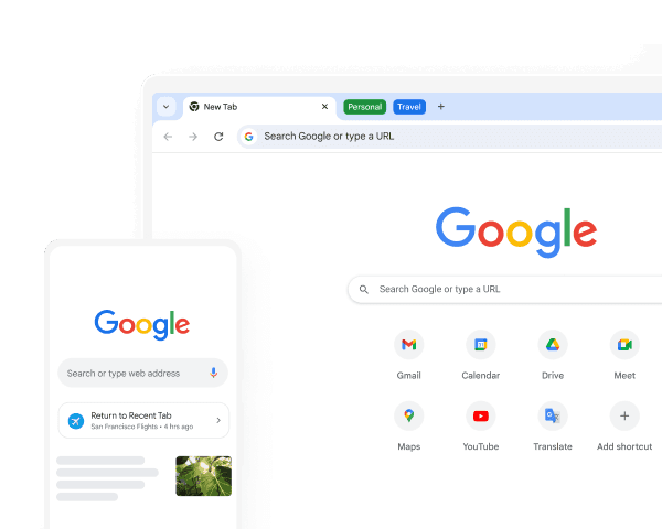 Chrome desktop and mobile side-by-side